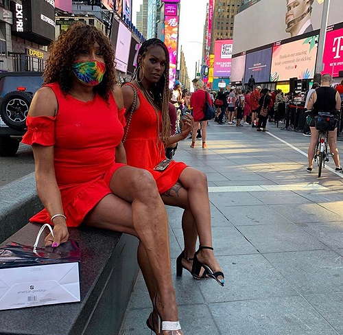 Ceyenne Doroshow (left) and Vanessa Warri (right) pictured before Doroshow spoke at the rally. (Photo: @glits_inc/Instagram)